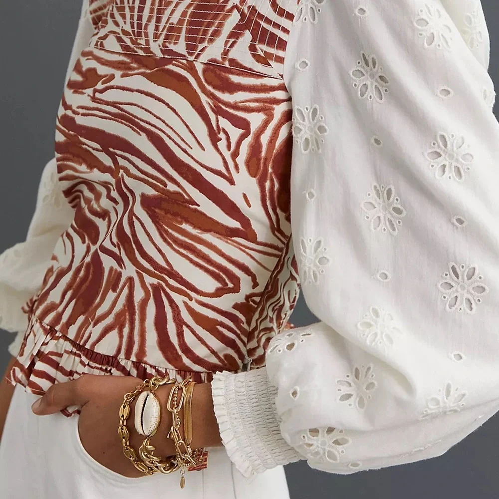 Love The Label Smocked Puff-Sleeve Blouse